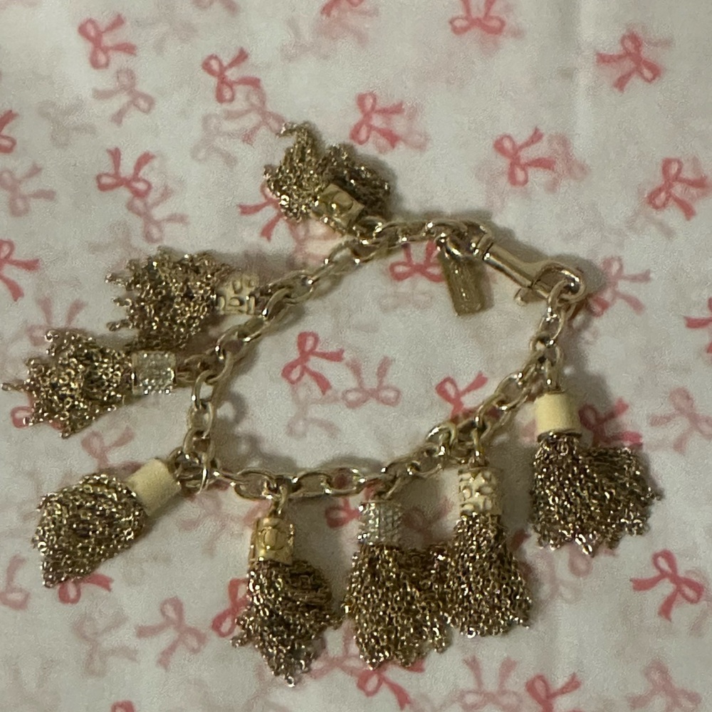 Coach Gold Tassel Chain Bracelet